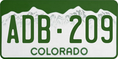 CO license plate ADB209