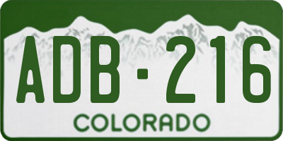 CO license plate ADB216