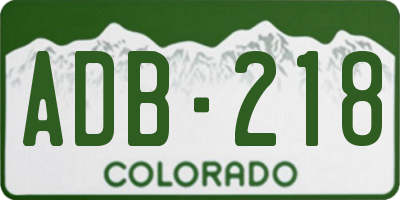 CO license plate ADB218