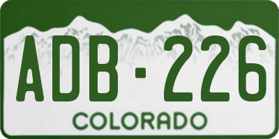 CO license plate ADB226