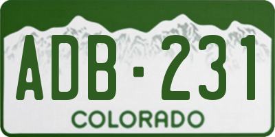 CO license plate ADB231