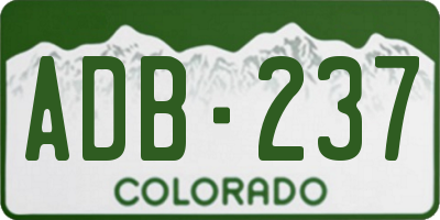 CO license plate ADB237