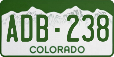CO license plate ADB238