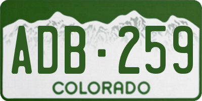 CO license plate ADB259