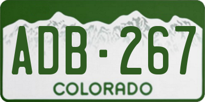 CO license plate ADB267