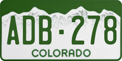 CO license plate ADB278