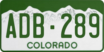 CO license plate ADB289