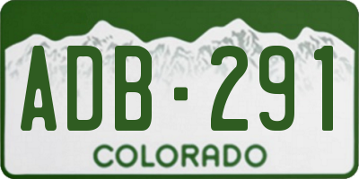 CO license plate ADB291