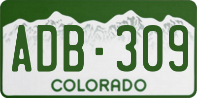 CO license plate ADB309