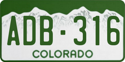 CO license plate ADB316