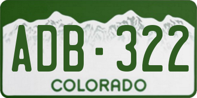 CO license plate ADB322