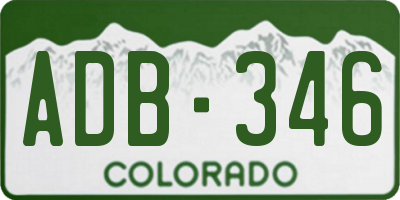 CO license plate ADB346