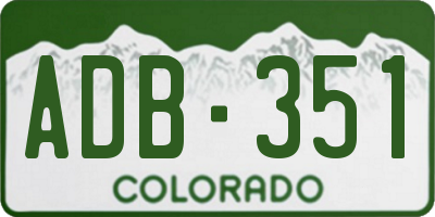 CO license plate ADB351