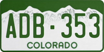 CO license plate ADB353