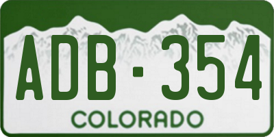 CO license plate ADB354
