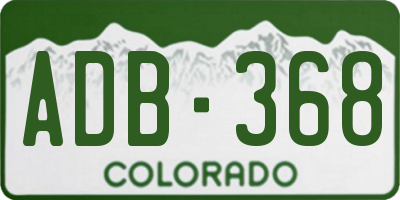 CO license plate ADB368