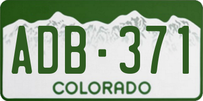 CO license plate ADB371
