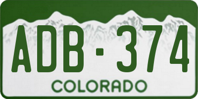 CO license plate ADB374