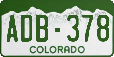 CO license plate ADB378