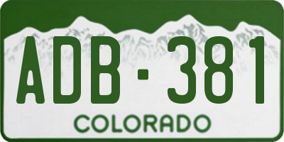 CO license plate ADB381