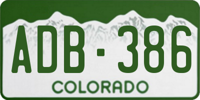 CO license plate ADB386
