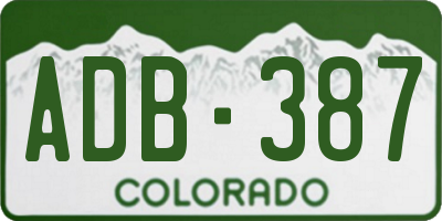 CO license plate ADB387