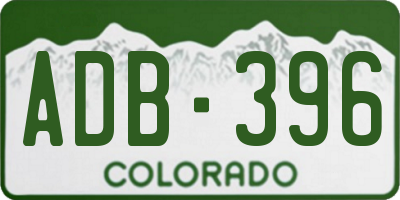CO license plate ADB396