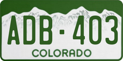 CO license plate ADB403