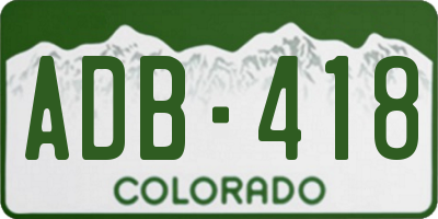 CO license plate ADB418