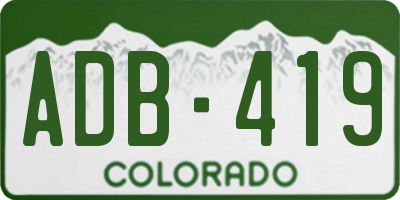 CO license plate ADB419