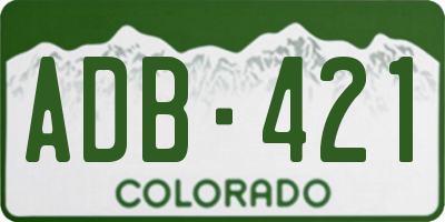 CO license plate ADB421