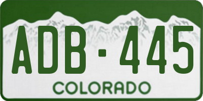 CO license plate ADB445