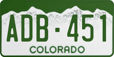 CO license plate ADB451