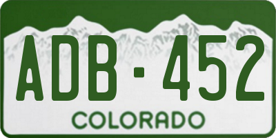 CO license plate ADB452