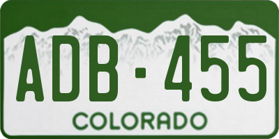 CO license plate ADB455