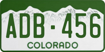 CO license plate ADB456