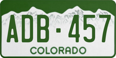 CO license plate ADB457