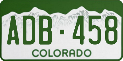 CO license plate ADB458