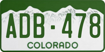 CO license plate ADB478