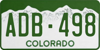CO license plate ADB498