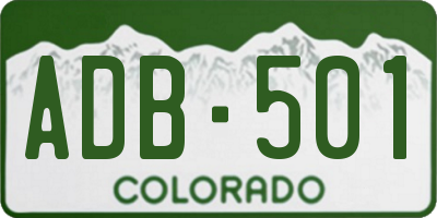 CO license plate ADB501