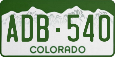 CO license plate ADB540