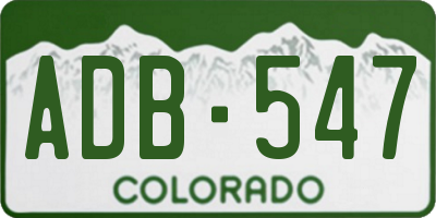 CO license plate ADB547