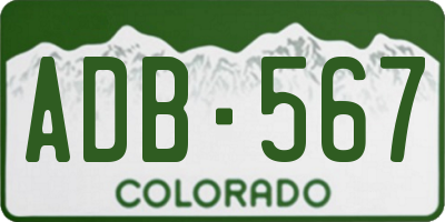 CO license plate ADB567