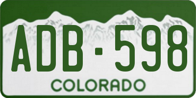 CO license plate ADB598
