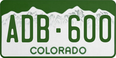 CO license plate ADB600