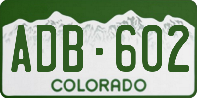 CO license plate ADB602