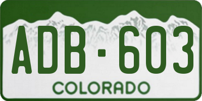 CO license plate ADB603