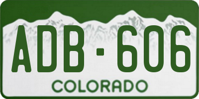CO license plate ADB606