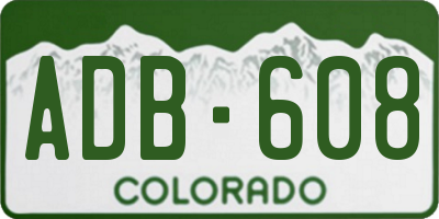 CO license plate ADB608